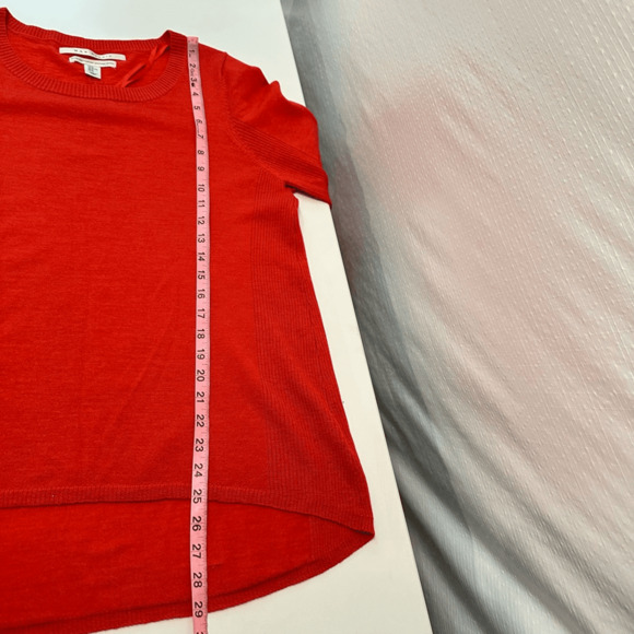 Max Studio Womens XL Red Sweater Round Neck Merino Wool Relaxed Fit Classic - Picture 4 of 9